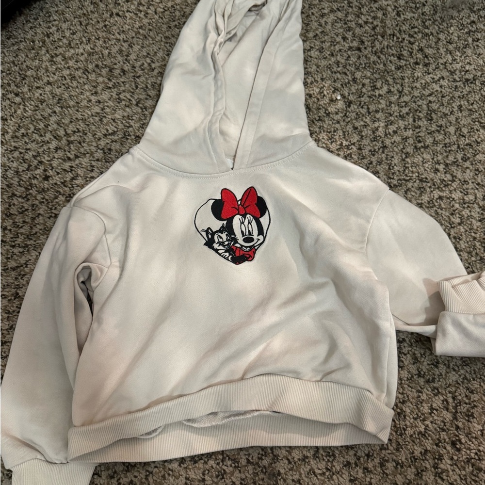 H&M White Hoodie with Red and Black Design